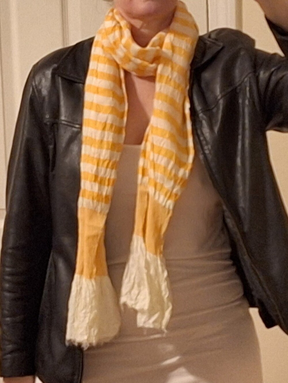 Two's Company | Orange & Cream Striped Scarf